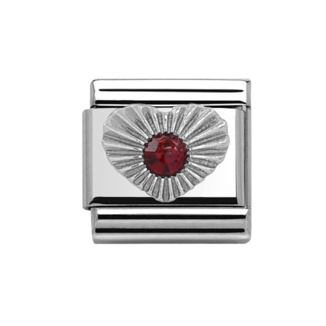 Charmlinks Silver Garnet Heart January Birthstone Charm