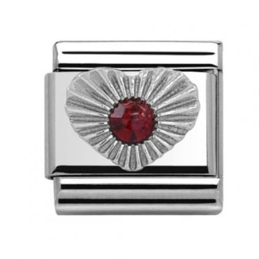 Silver Garnet Heart January Birthstone Charm