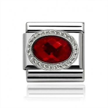 Silver Garnet Stone Set January Birthstone Charm
