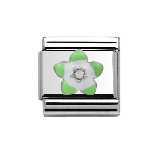 Charmlinks Silver Green Flower Charm