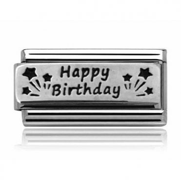 Silver Happy Birthday Double Charm