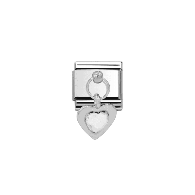 Charmlinks Silver Heart Stone Set Drop Charm