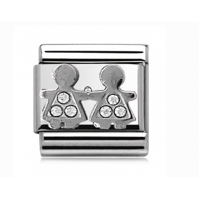 Charmlinks Silver Holding Hands Stone Set Charm