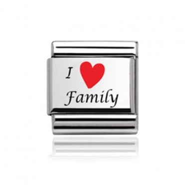 Silver I Heart Family Charm