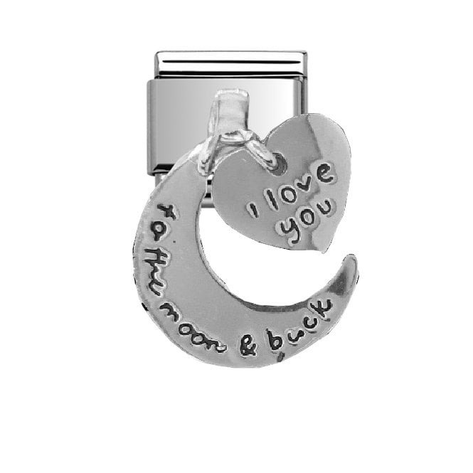 Charmlinks Silver I Love You To The Moon And Back Drop Charm