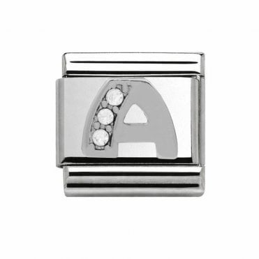 Silver Initial A Stone Set Charm