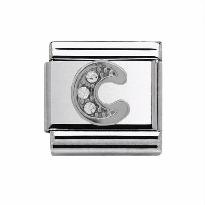 Charmlinks Silver Initial C Stone Set Charm
