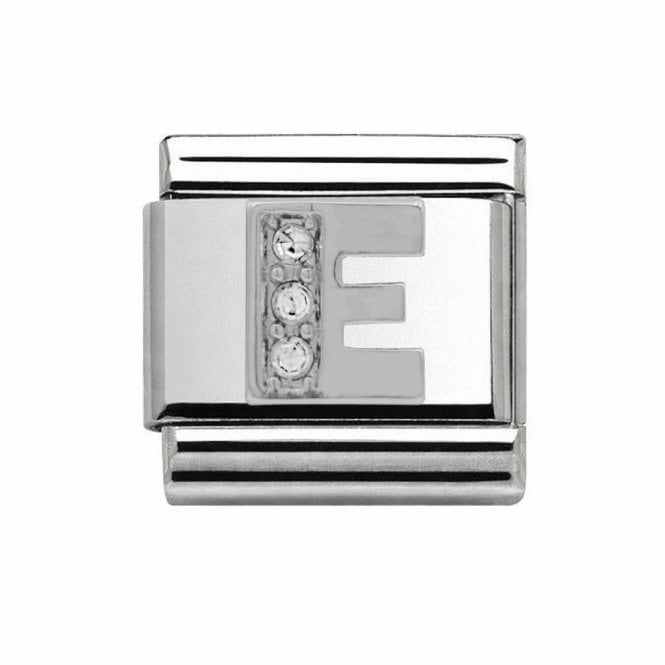 Charmlinks Silver Initial E Stone Set Charm