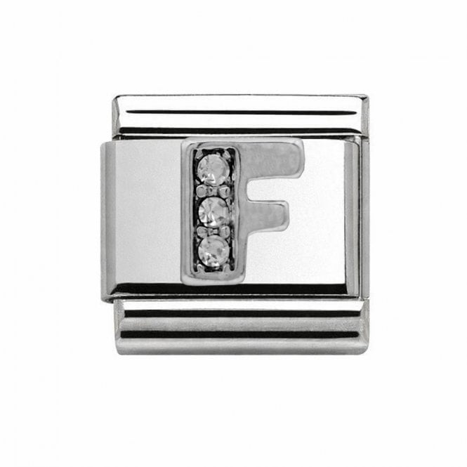 Charmlinks Silver Initial F Stone Set Charm