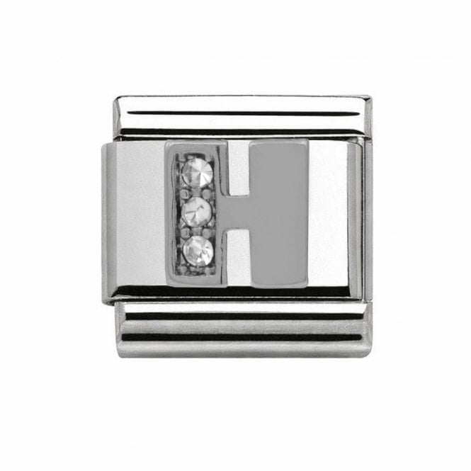 Charmlinks Silver Initial H Stone Set Charm