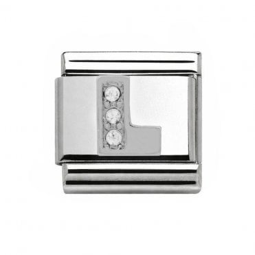 Silver Initial L Stone Set Charm