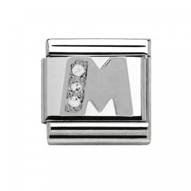 Charmlinks Silver Initial M Stone Set Charm