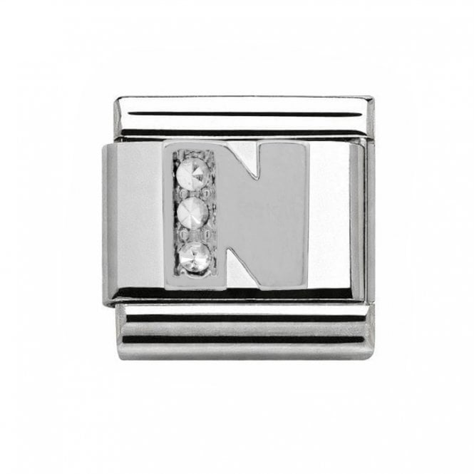 Charmlinks Silver Initial N Stone Set Charm