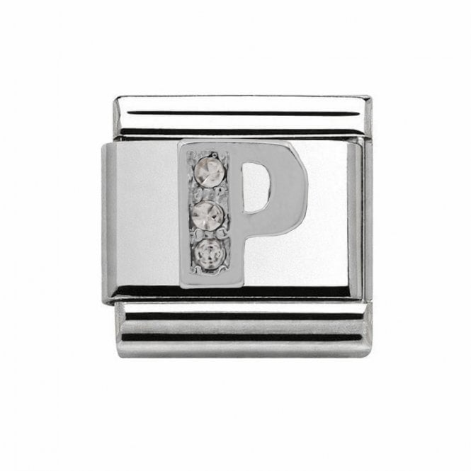 Charmlinks Silver Initial P Stone Set Charm