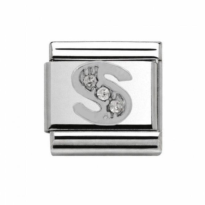 Charmlinks Silver Initial S Stone Set Charm