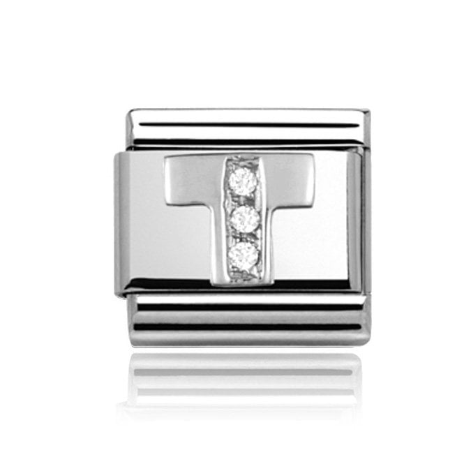 Charmlinks Silver Initial T Stone Set Charm