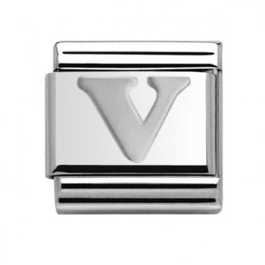 Silver Initial V Charm