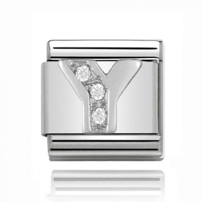 Charmlinks Silver Initial Y Stone Set Charm