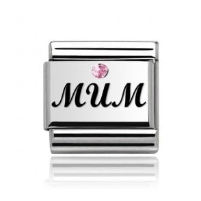 Silver Mum Stone Set Charm