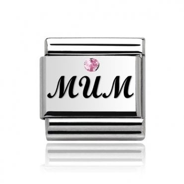 Silver Mum Stone Set Charm