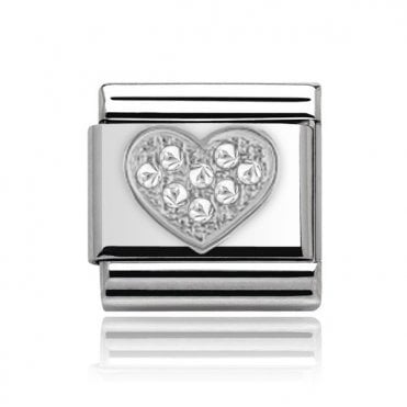 Silver Pave Heart Stone Set Charm