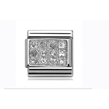 Silver Pave Stone Set Charm