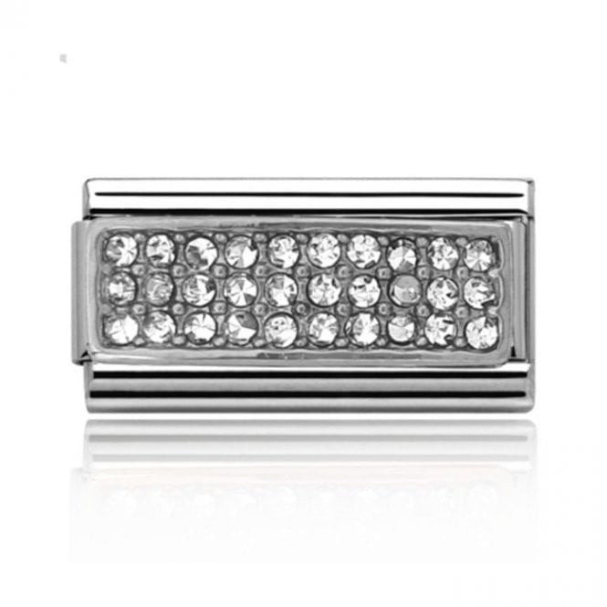 Charmlinks Silver Pave Stone Set Double Charm