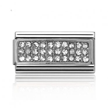 Silver Pave Stone Set Double Charm