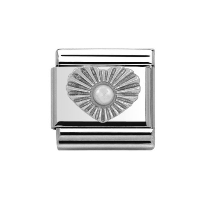 Charmlinks Silver Pearl Heart June Birthstone Charm