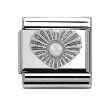 Silver Pearl Heart June Birthstone Charm