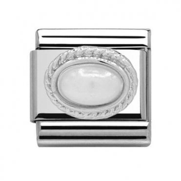 Silver Pearl Stone Set June Birthstone Charm