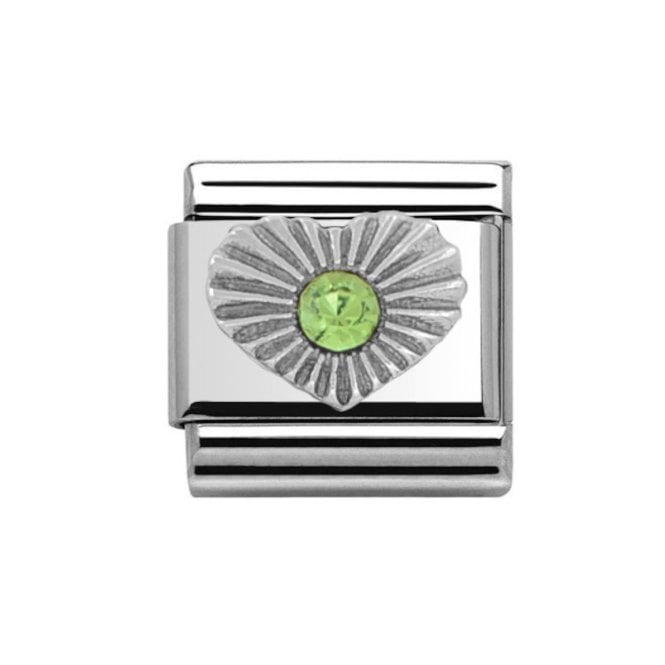 Charmlinks Silver Peridot Heart August Birthstone Charm