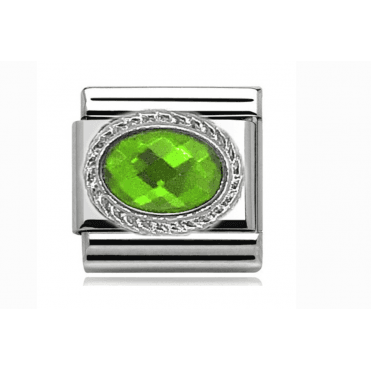 Silver Peridot Stone Set August Birthstone Charm