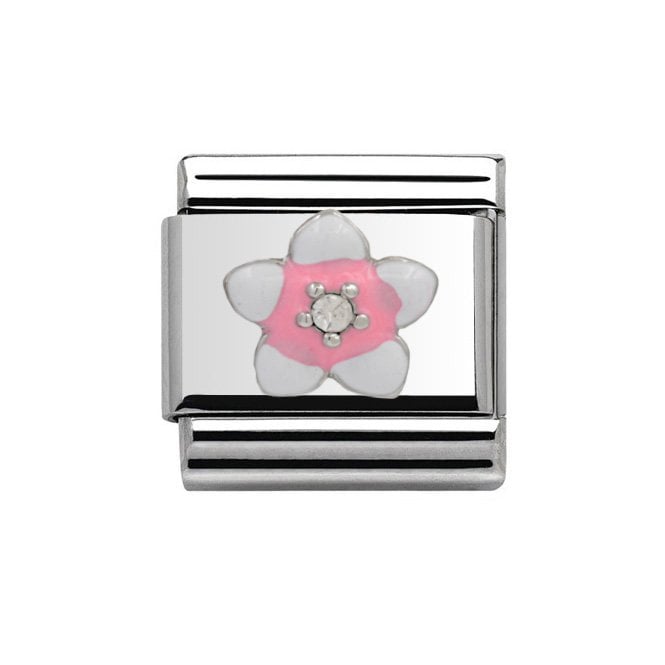 Charmlinks Silver Pink Flower Charm