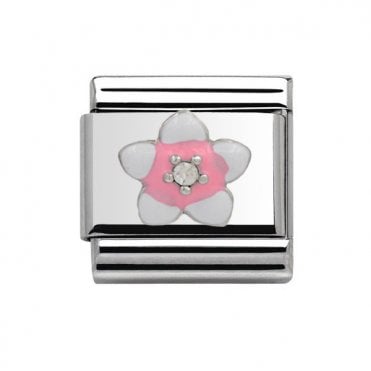 Silver Pink Flower Charm