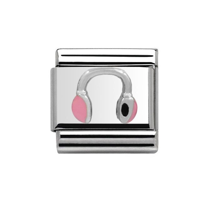 Charmlinks Silver Pink Headphones Charm