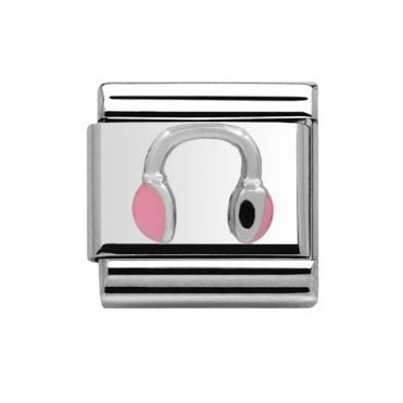 Silver Pink Headphones Charm