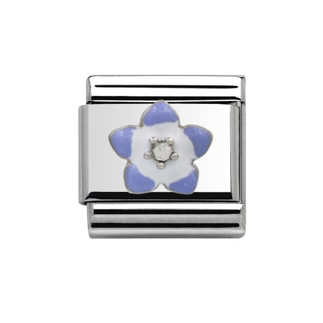 Charmlinks Silver Purple Flower Charm