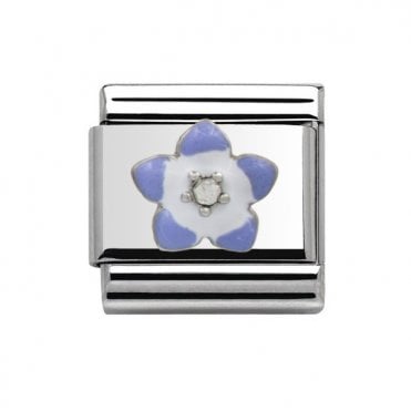 Silver Purple Flower Charm