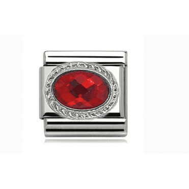 Silver Ruby Stone Set July Birthstone Charm