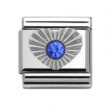 Silver Sapphire Heart September Birthstone Charm