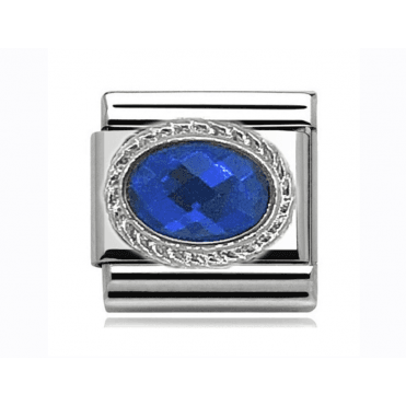 Silver Sapphire Stone Set September Birthstone Charm