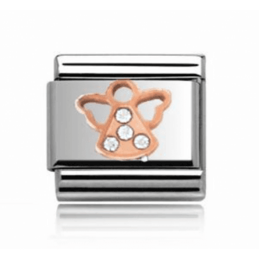 Silver Stone Set Angel Charm