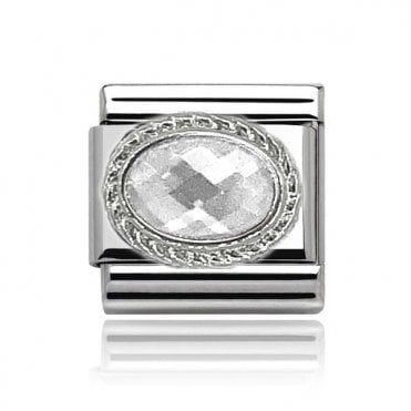 Silver Stone Set April Birthstone Charm