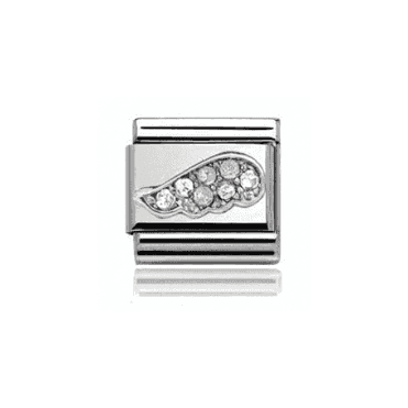 Silver Stone Set Wing Charm