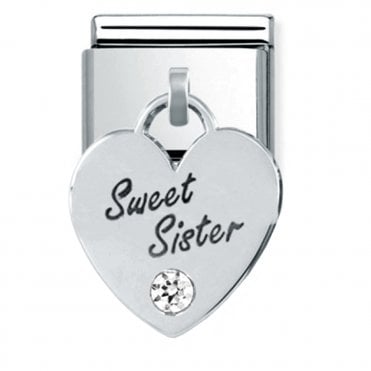 Silver Sweet Sister Drop Charm