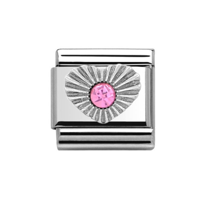 Charmlinks Silver Tourmaline Heart October Birthstone Charm
