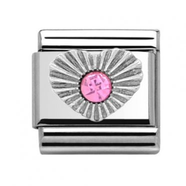 Silver Tourmaline Heart October Birthstone Charm