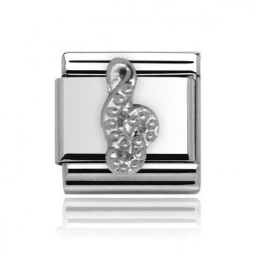 Silver Treble Clef Stone Set Charm