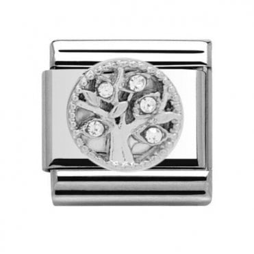 Silver Tree Stone Set Charm